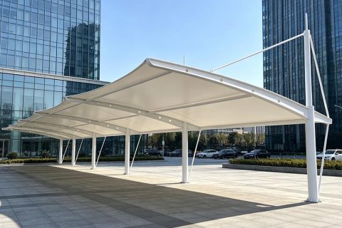 Membrane carport canopy, Q235 steel PVDF membrane parking shelter