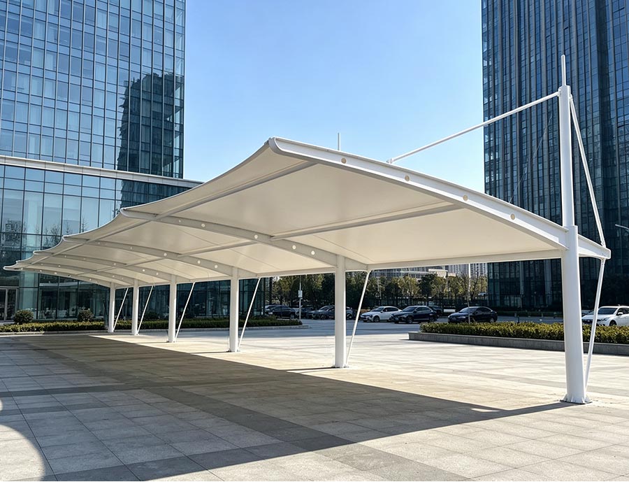 Membrane carport canopy, Q235 steel PVDF membrane parking shelter