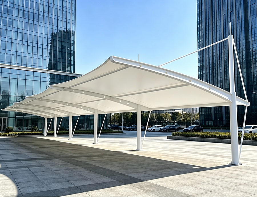 Shanghai Pudong Membrane Structure Parking Canopy Completed Case