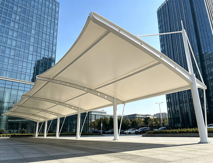 Shanghai Pudong Membrane Structure Parking Canopy Completed Case