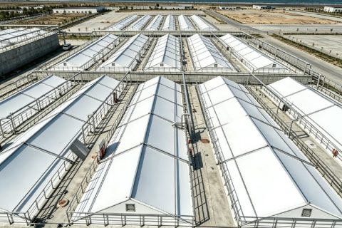 30000㎡ Liaoning chemical plant wastewater tank reverse membrane cover project completed