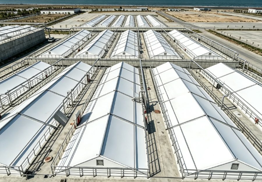 30000㎡ Liaoning chemical plant wastewater tank reverse membrane cover project completed