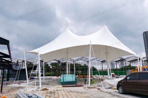 Zibo night market membrane structure sunshade canopy, rooftop commercial stall and stage rain shelter project