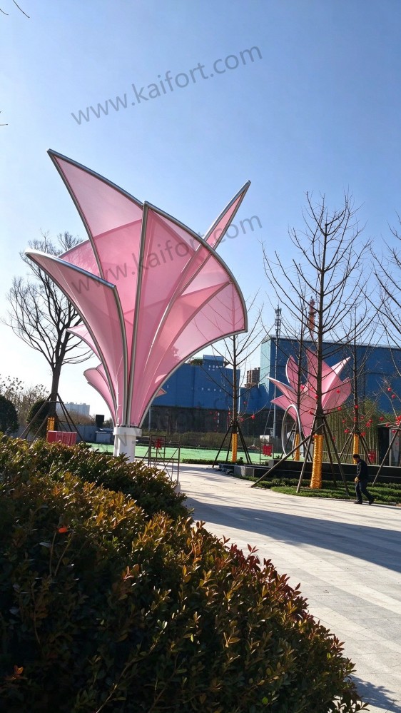 Yongcheng Petal Shape Tensile Membrane Landscape Project Case