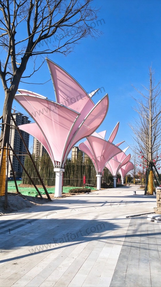 Yongcheng Petal Shape Tensile Membrane Landscape Project Case