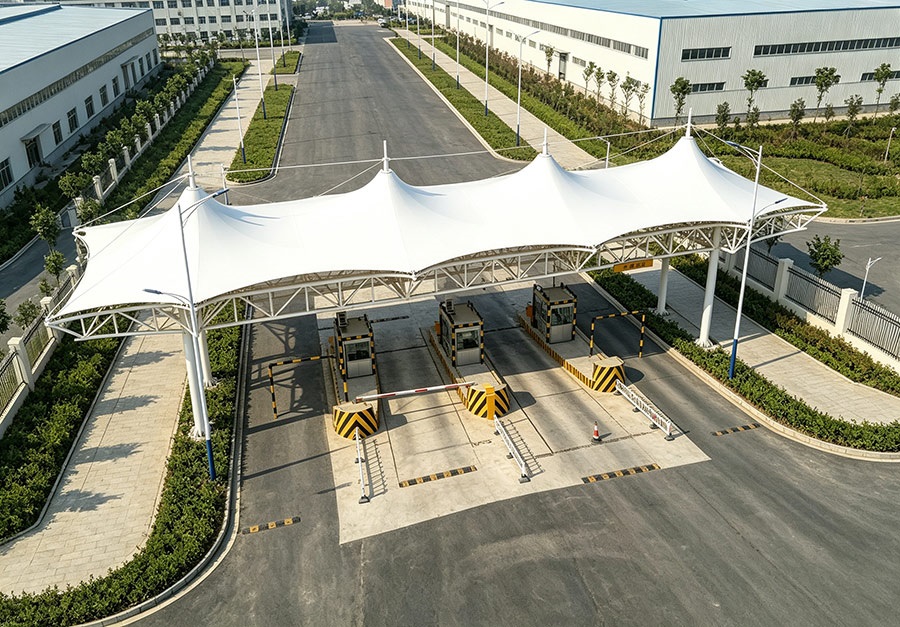 Factory Gate Tensile Fabric Shade Canopy
