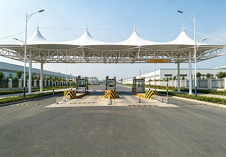 Tensile Membrane Entrance Canopy for Factory Gate