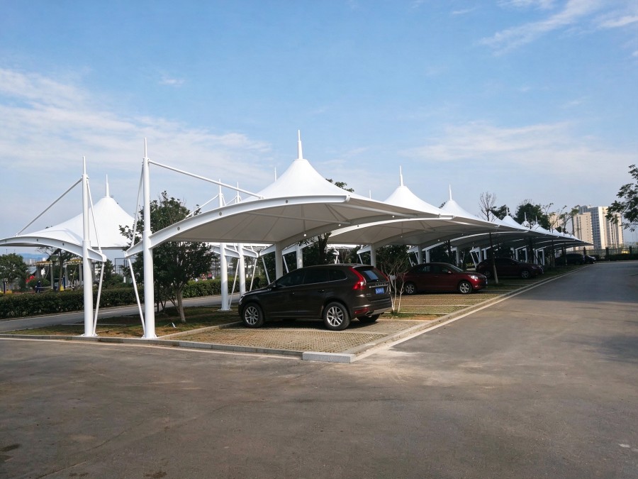 Changsha public service center membrane structure parking canopy, large public institution carport shelter project