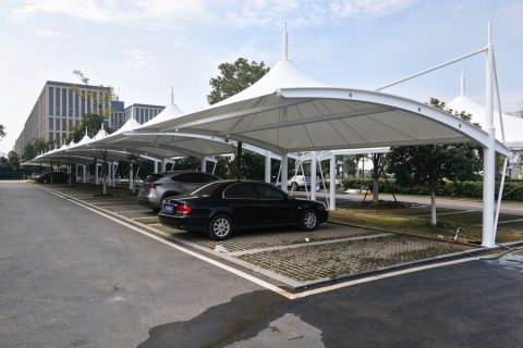 Changsha public service center membrane structure parking canopy, large public institution carport shelter project