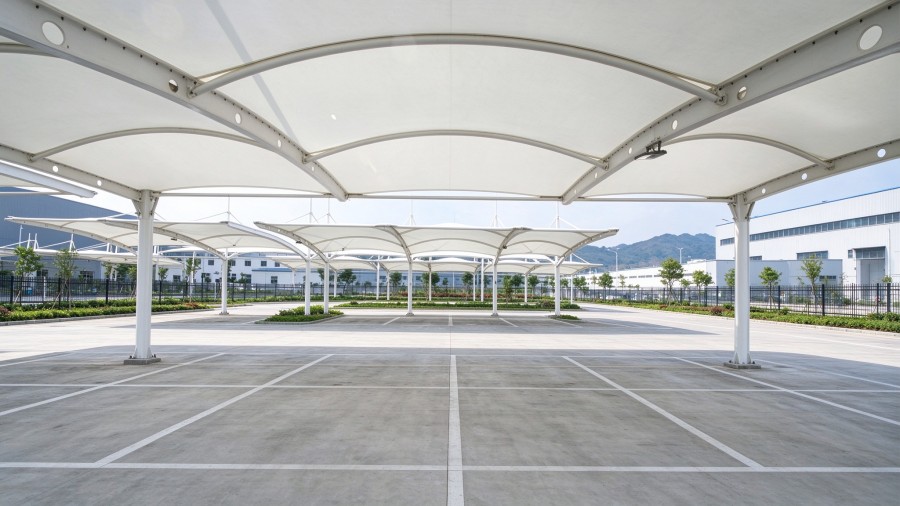 5720㎡ arch tension membrane parking canopy in Lhasa Economic Development Zone, plateau large-scale carport project